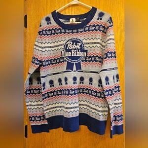 Pabst Blue Ribbon Beer Milwaukee Ugly Sweater 2XL Christmas New Years Super Bowl